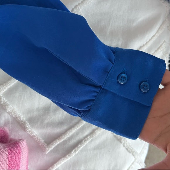 Express Blue Blouse with Shoulder Pleats - Picture 4 of 5